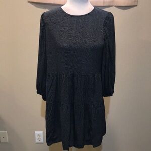 Abercrombie & Fitch Black & White Polka Dots Puff Sleeve Mini Dress w/Pockets-SP